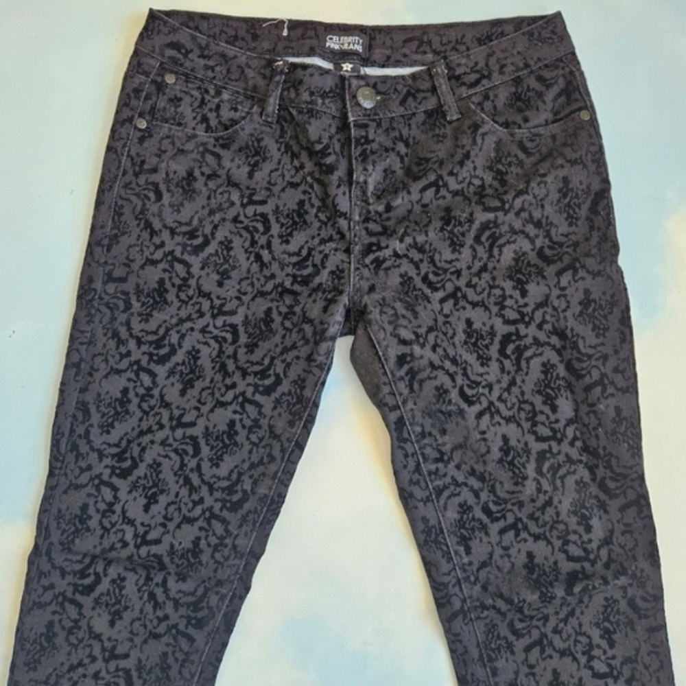 Black Burnt Velvet Jeans Damask Jeans Cool Velvet Pants Womens Dress Pants